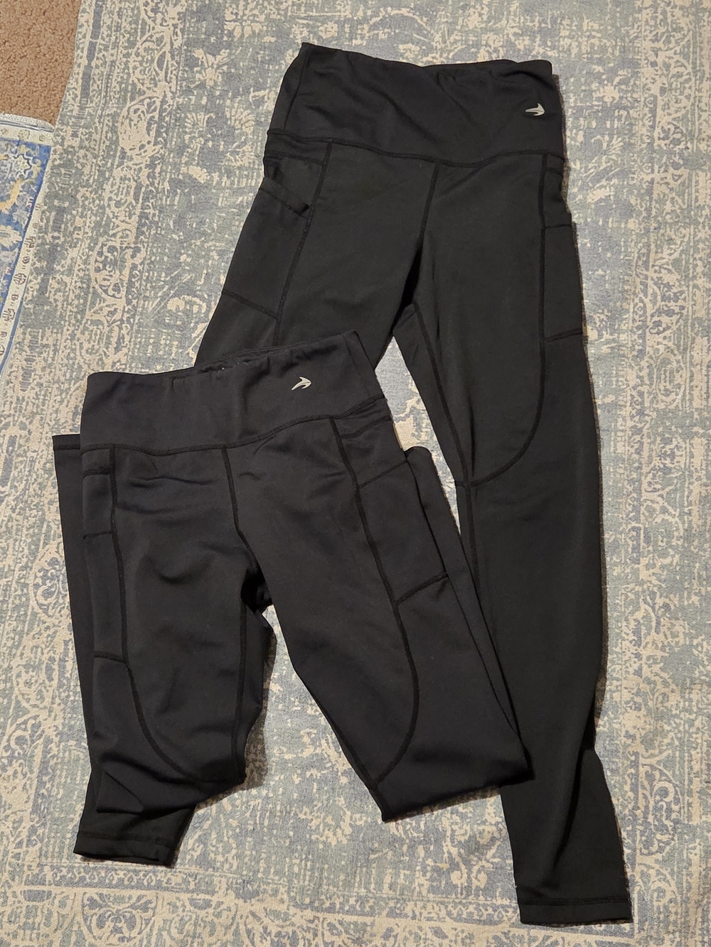 Black Compression Leggings - Medium With Pockets By Compressionz Set Of 2